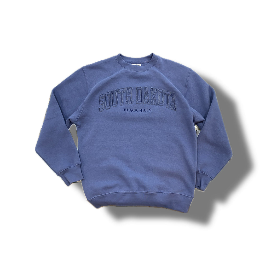 Tonal Fleece Applique Crew- Denim