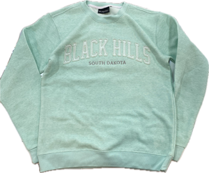 Tonal Fleece Applique Crew- Aqua