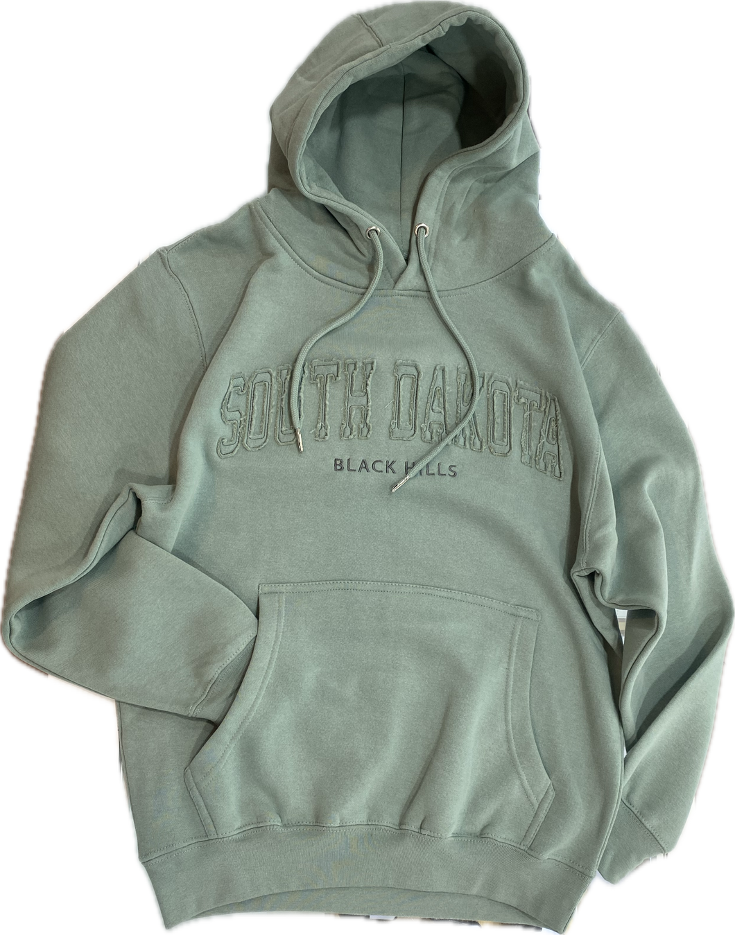 Tonal Fleece Applique Hoodie- Basil