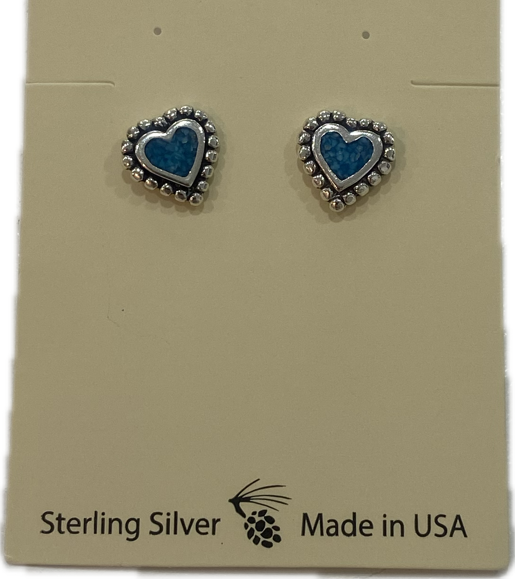 Sterling Silver With Turquoise Heart Earring