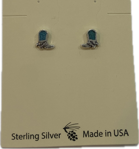 Sterling Silver With Turquoise Boot Earring