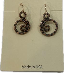 Aged Copper Swirl Earrings