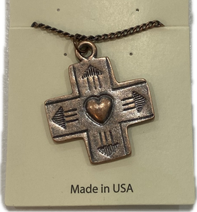 Aged Copper Cross Necklace