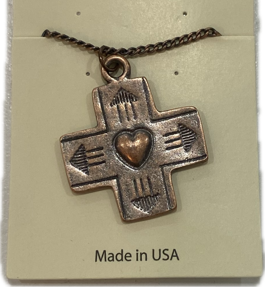 Aged Copper Cross Necklace