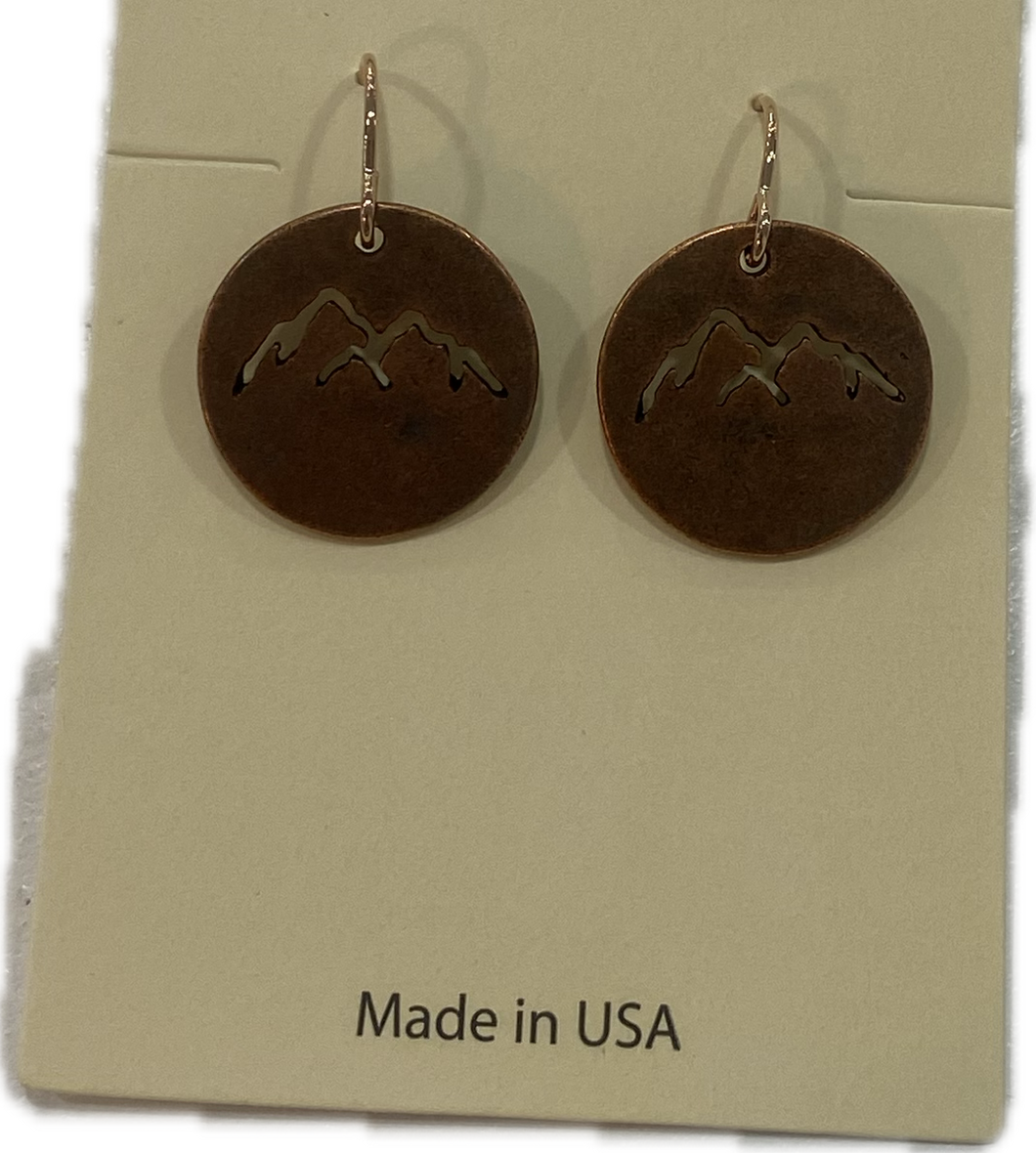 Aged Copper Mnt Heartline Earring
