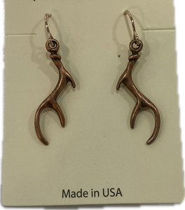 Aged Copper Antler Earring