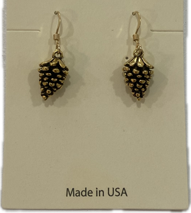 Gold Tone Pinecone Earrings