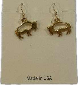 Gold Tone Bison Cutout Earrings