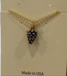 Gold Tone Pinecone Necklace
