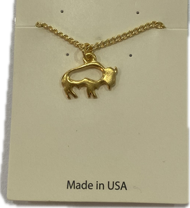 Gold Tone Bison Cutout Necklace