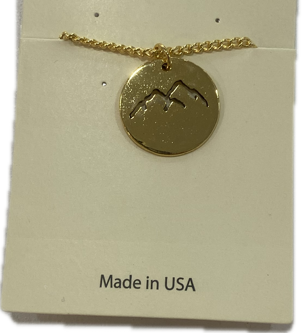 Gold Tone Mnt Peaks Necklace