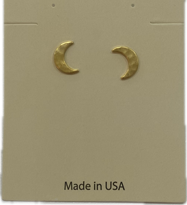 Hammered Gold Crescent Moon Earring