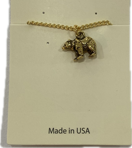 Gold Tone Bear Necklace