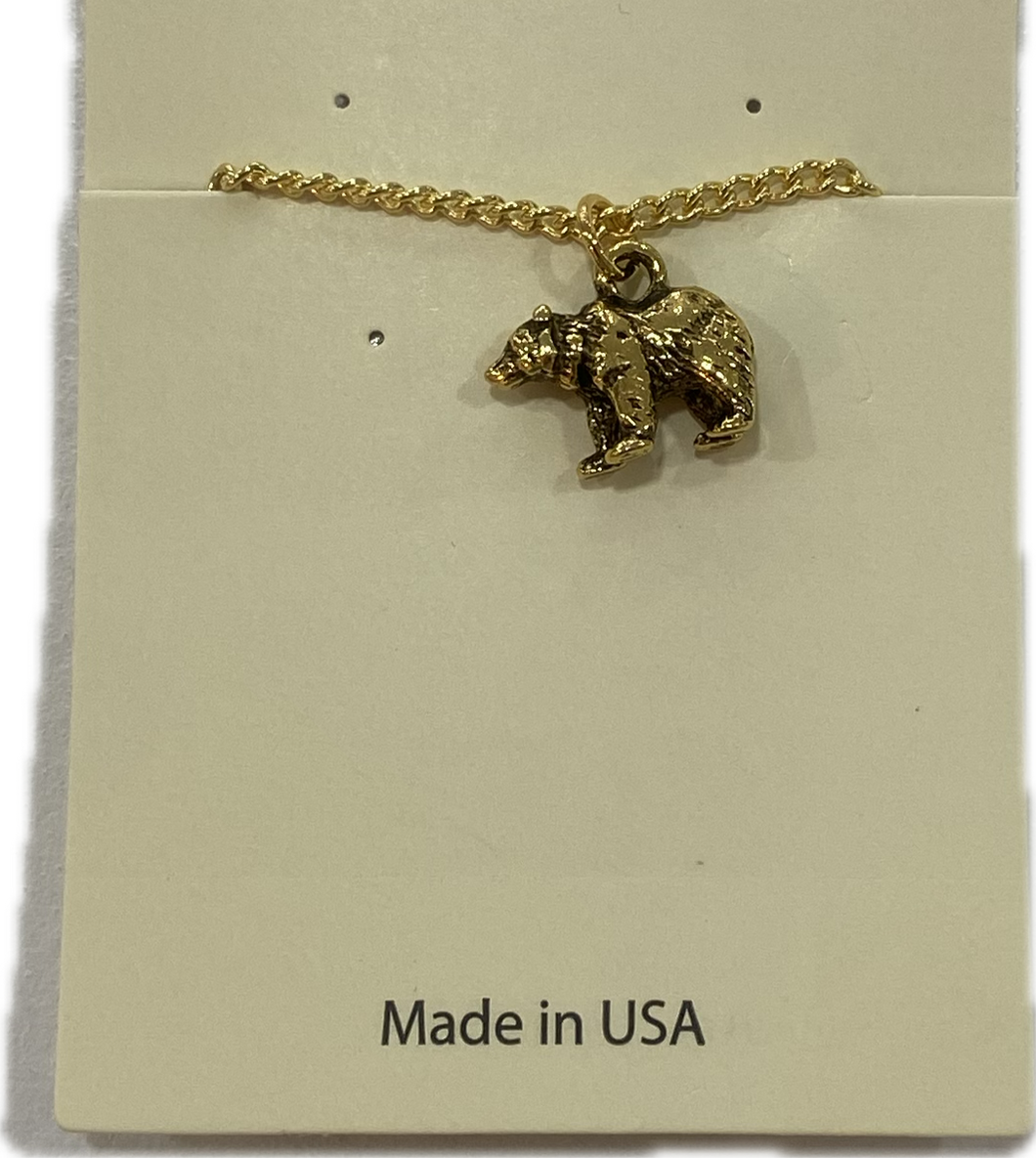 Gold Tone Bear Necklace