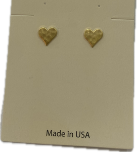 Gold Hammered Heart Earring