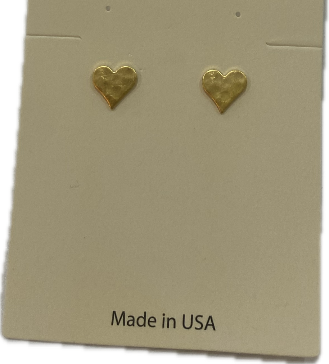 Gold Hammered Heart Earring
