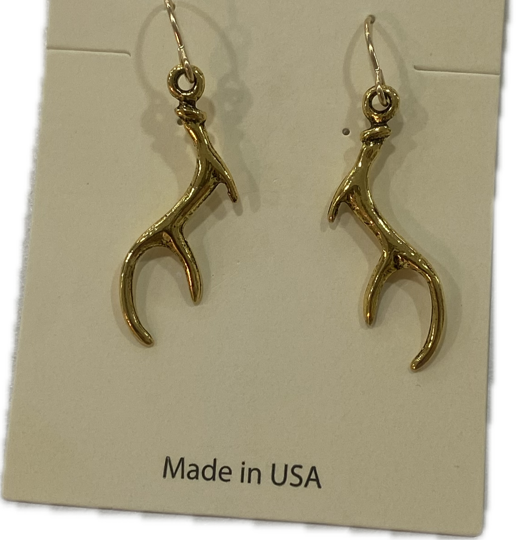 Gold Tone Antler Earring