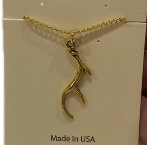 Gold Tone Antler Necklace