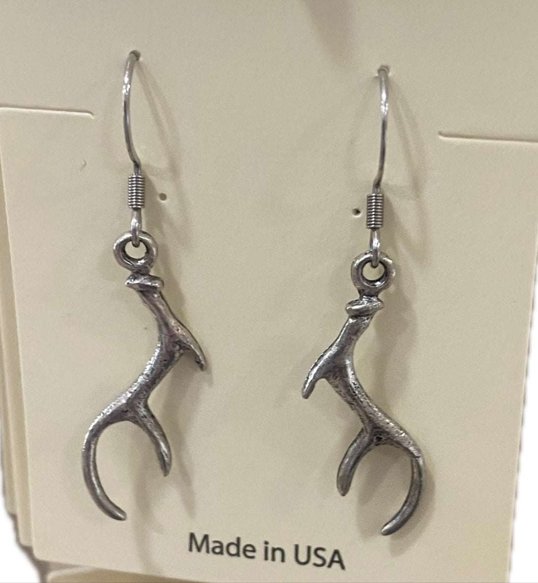 Silver Antler Earrings