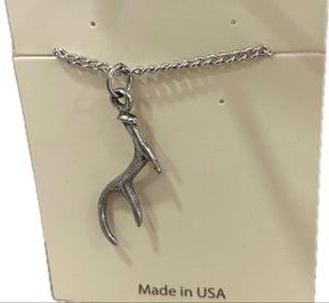 Silver Antler Necklace