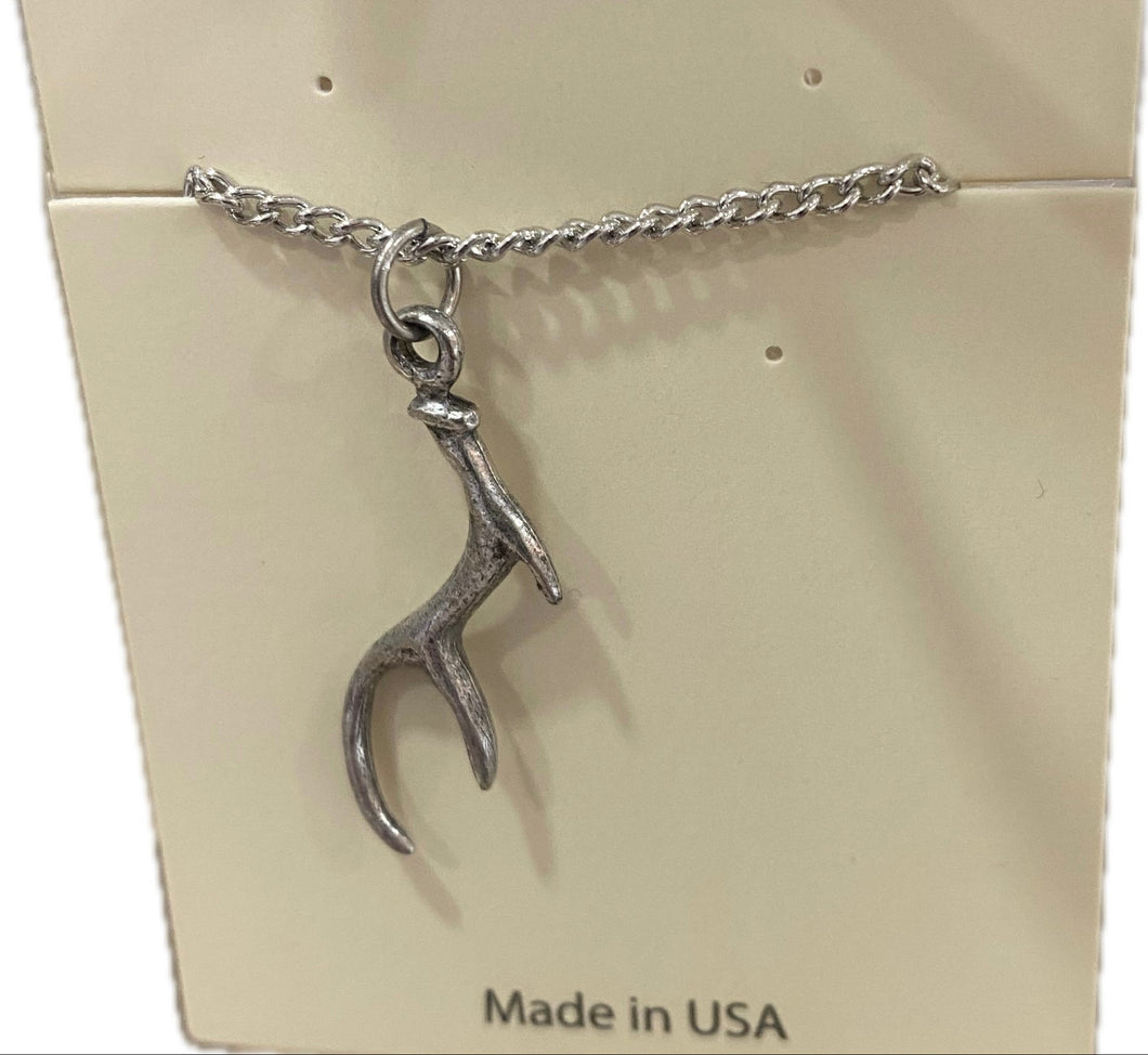 Silver Antler Necklace