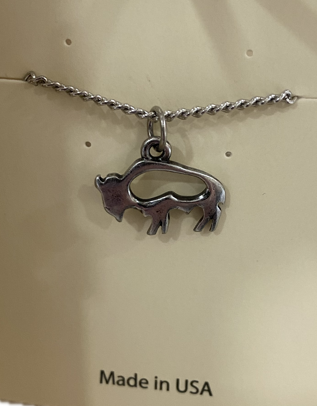 Silver Cutout Buffalo Necklace