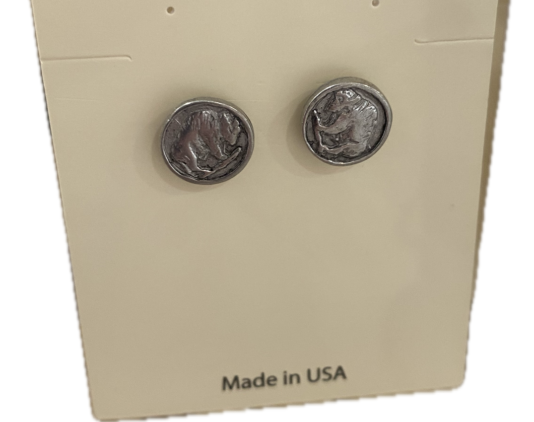 Silver Buffalo Coin Post Earrings