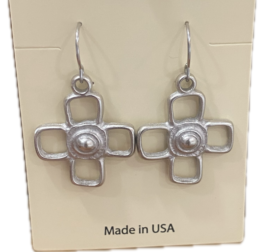 Silver Dangle 4 Square Earrings