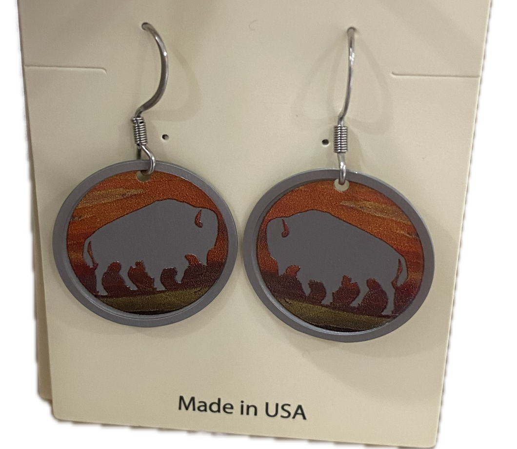 Sunset Bison Earring