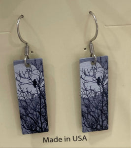 Bird In Moon Earring