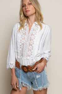 Floral Mock Neck-Ivory