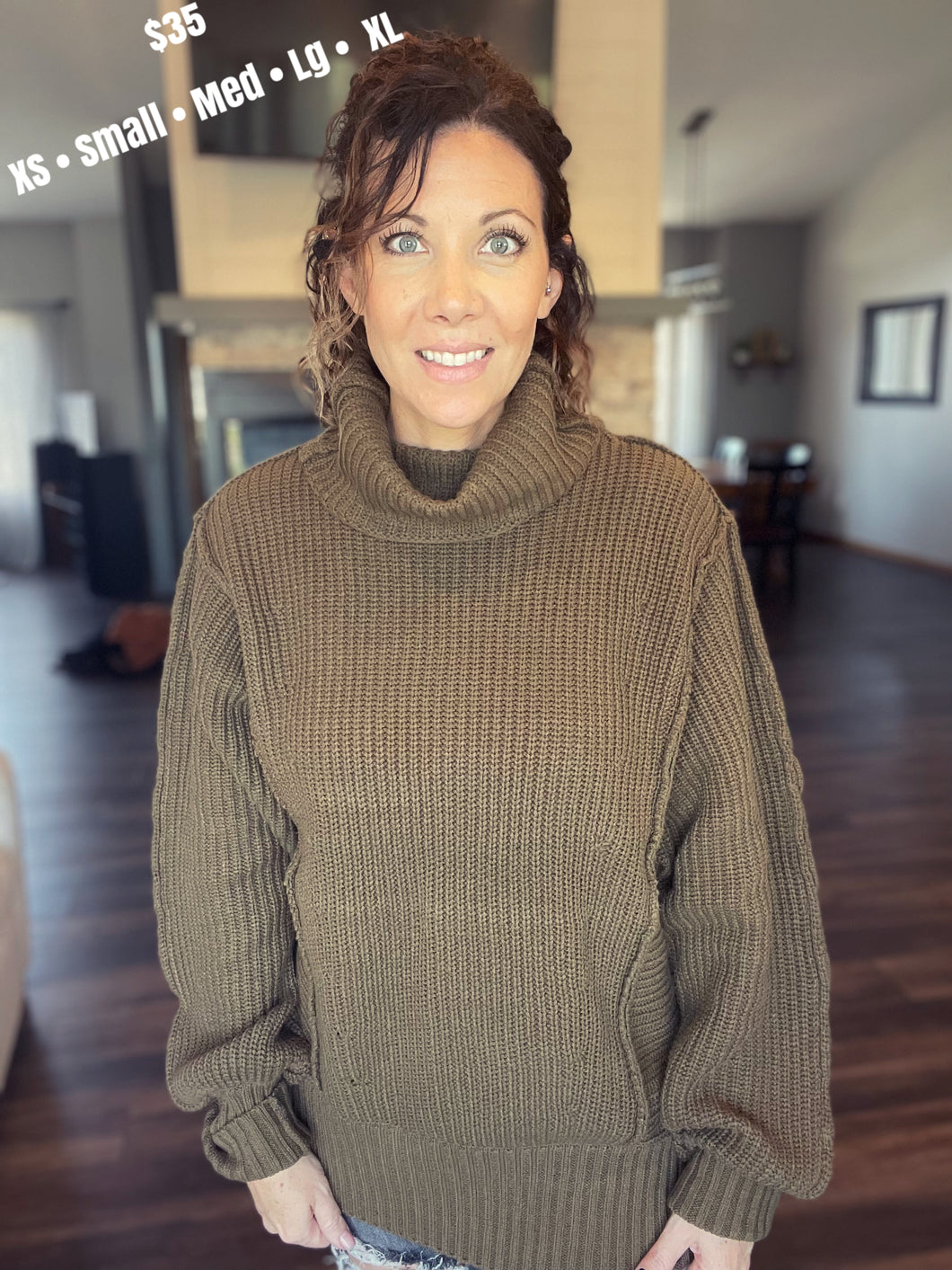 Oversized Turtleneck Sweater- Dusty Olive