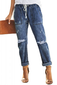 Loose Fit Distressed Draw String Pant