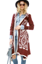 Load image into Gallery viewer, Long Open Front Hooded Zipper Cardigan
