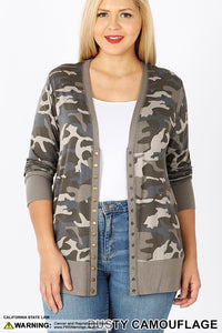 Camo Snap Cardigan-Super Soft