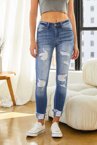 Kan Can midrise distressed skinny