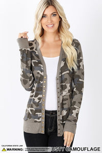 Camo Snap Cardigan-Super Soft